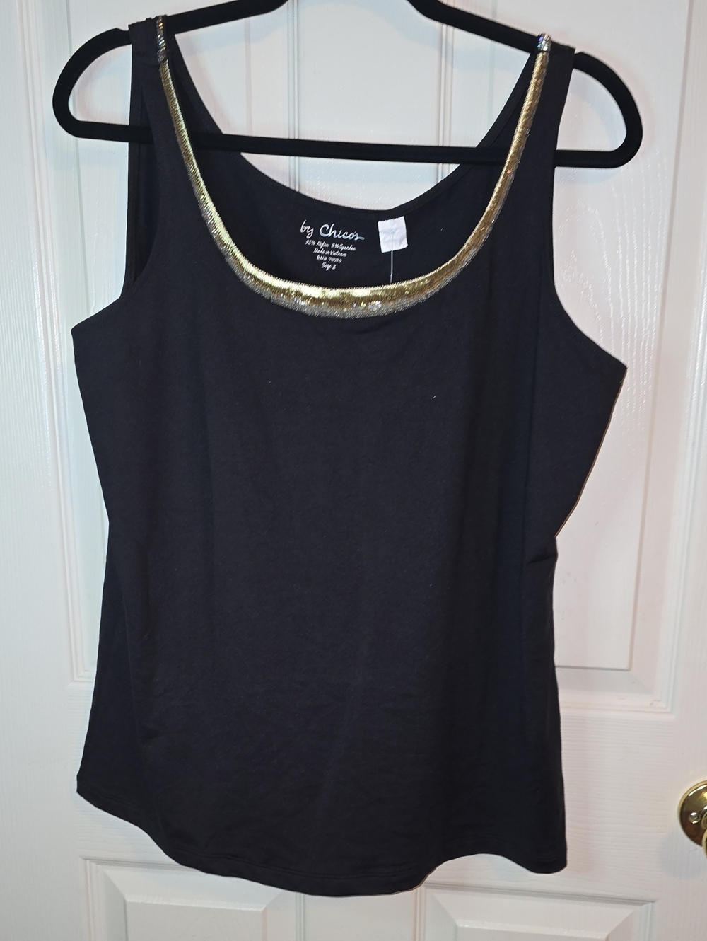 Chico's Black Tank with Gold Neck Trim